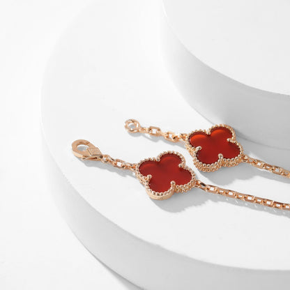 [Perla Lux]CLOVERS THE  10-MOTIFS CARNELIAN NECKLACE