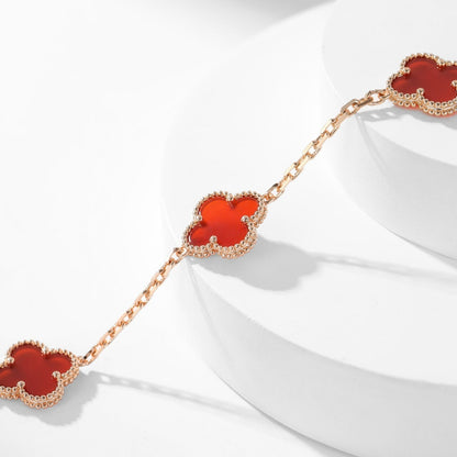 [Perla Lux]CLOVERS THE  10-MOTIFS CARNELIAN NECKLACE