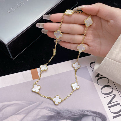 [Perla Lux]CLOVERS THE 10-MOTIFS WHITE MOTHER OF PEARL NECKLACE