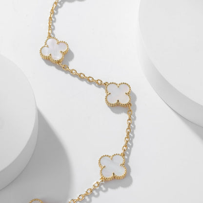 [Perla Lux]CLOVERS THE 10-MOTIFS WHITE MOTHER OF PEARL NECKLACE