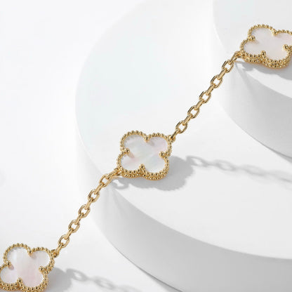 [Perla Lux]CLOVERS THE 10-MOTIFS WHITE MOTHER OF PEARL NECKLACE
