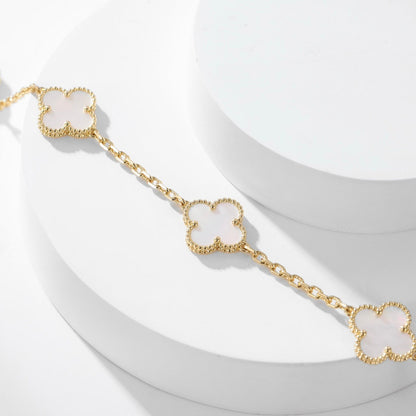 [Perla Lux]CLOVERS THE 10-MOTIFS WHITE MOTHER OF PEARL NECKLACE