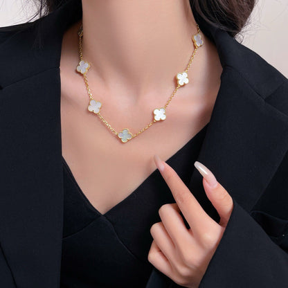 [Perla Lux]CLOVERS THE 10-MOTIFS WHITE MOTHER OF PEARL NECKLACE