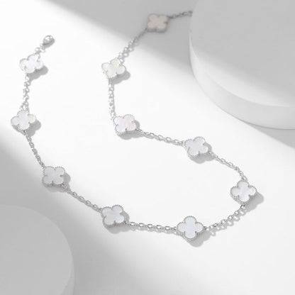 [Perla Lux]CLOVERS THE 10-MOTIFS WHITE MOTHER OF PEARL NECKLACE