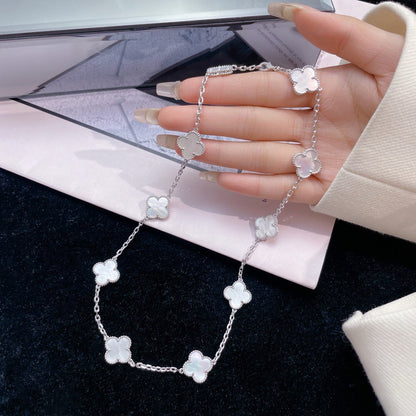 [Perla Lux]CLOVERS THE 10-MOTIFS WHITE MOTHER OF PEARL NECKLACE
