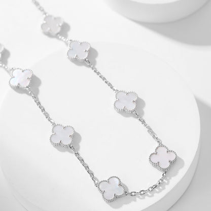 [Perla Lux]CLOVERS THE 10-MOTIFS WHITE MOTHER OF PEARL NECKLACE