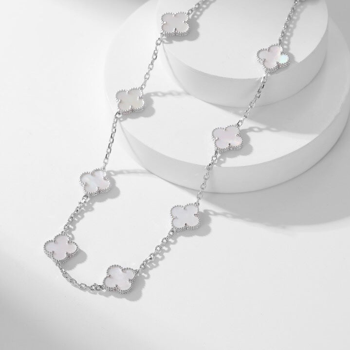 [Perla Lux]CLOVERS THE 10-MOTIFS WHITE MOTHER OF PEARL NECKLACE