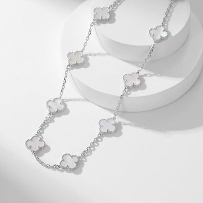 [Perla Lux]CLOVERS THE 10-MOTIFS WHITE MOTHER OF PEARL NECKLACE