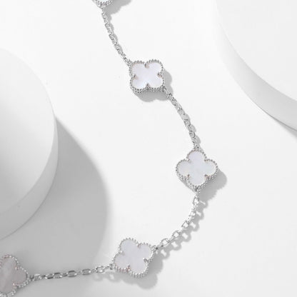 [Perla Lux]CLOVERS THE 10-MOTIFS WHITE MOTHER OF PEARL NECKLACE