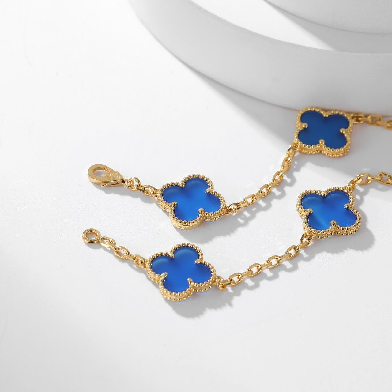 [Perla Lux]CLOVERS THE 10-MOTIFS BLUE AGATE NECKLACE