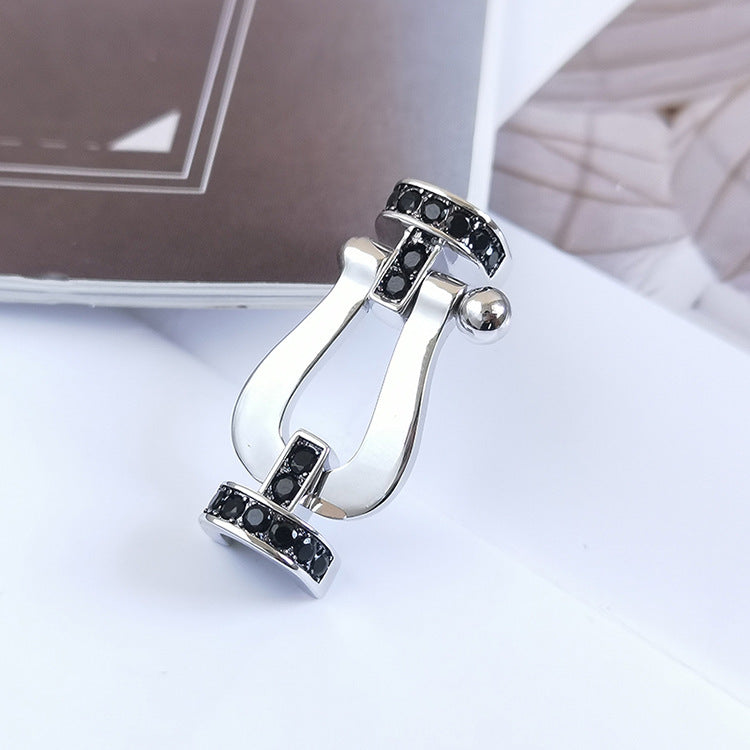 [Perla Lux]FORCE LARGE HORSESHOE BLACK DIAMOND BRACELET SILVER