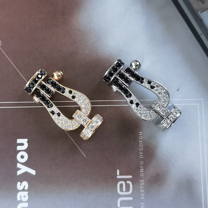 [Perla Lux]FORCE LARGE HORSESHOE BLACK WHITE DIAMOND BRACELET ROSE GOLD