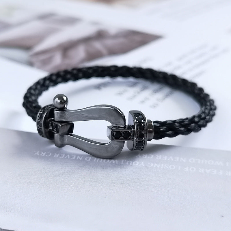 [Perla Lux]FORCE LARGE SERIES HORSESHOE BLACK SAMURAI BRACELET