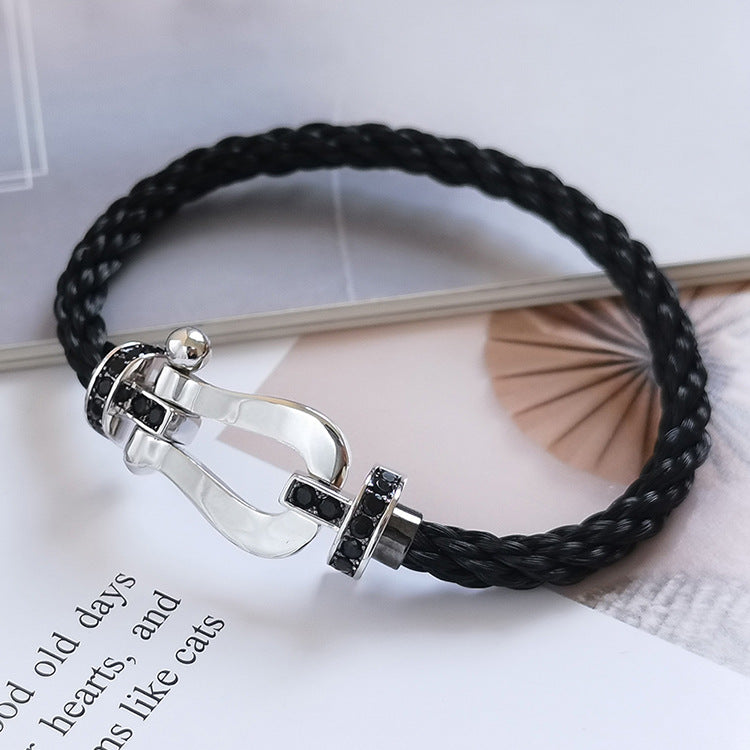 [Perla Lux]FORCE LARGE HORSESHOE BLACK DIAMOND BRACELET SILVER