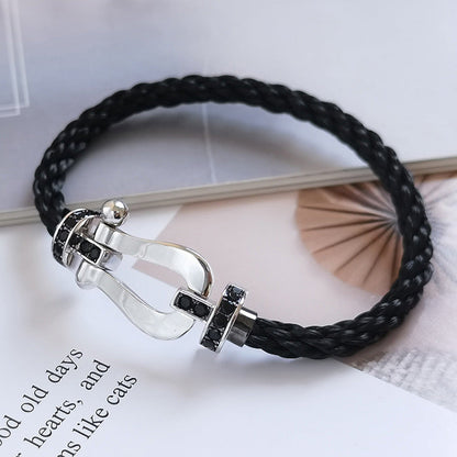 [Perla Lux]FORCE LARGE HORSESHOE BLACK DIAMOND BRACELET SILVER