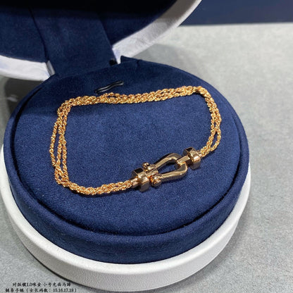 [Perla Lux]FORCE SMALL HORSESHOE  DIAMOND CHAIN ROPE BRACELET