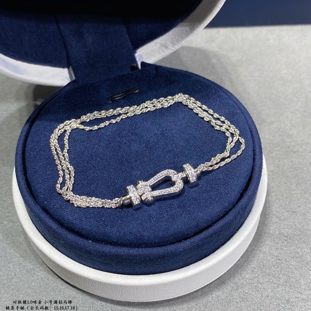 [Perla Lux]FORCE SMALL HORSESHOE  DIAMOND CHAIN ROPE BRACELET