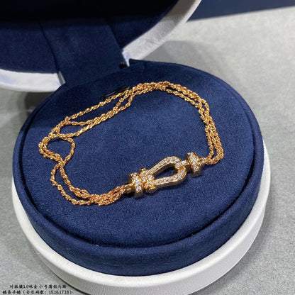 [Perla Lux]FORCE SMALL HORSESHOE  DIAMOND CHAIN ROPE BRACELET