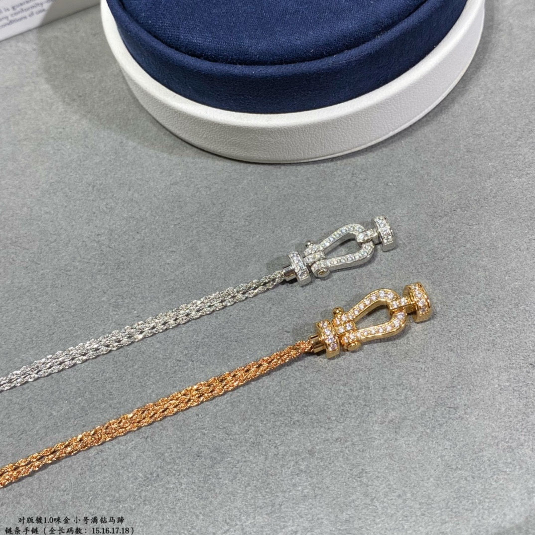 [Perla Lux]FORCE SMALL HORSESHOE  DIAMOND CHAIN ROPE BRACELET