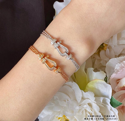 [Perla Lux]FORCE SMALL HORSESHOE  DIAMOND CHAIN ROPE BRACELET