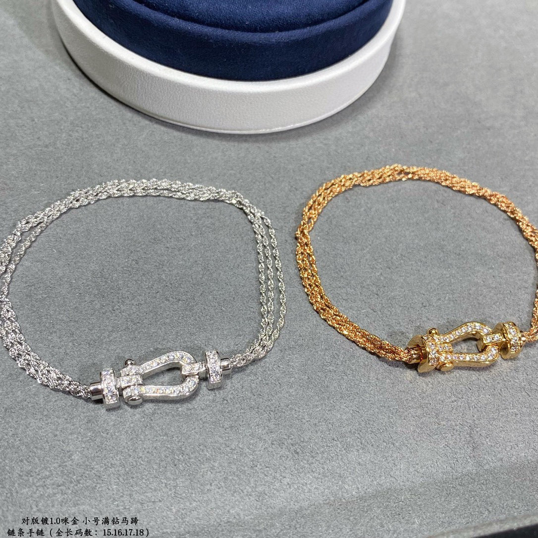 [Perla Lux]FORCE SMALL HORSESHOE  DIAMOND CHAIN ROPE BRACELET