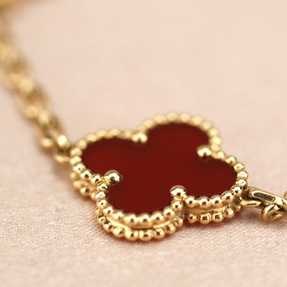 [Perla Lux]CLOVER 5 MOTIFS RED AGATE  BRACELET