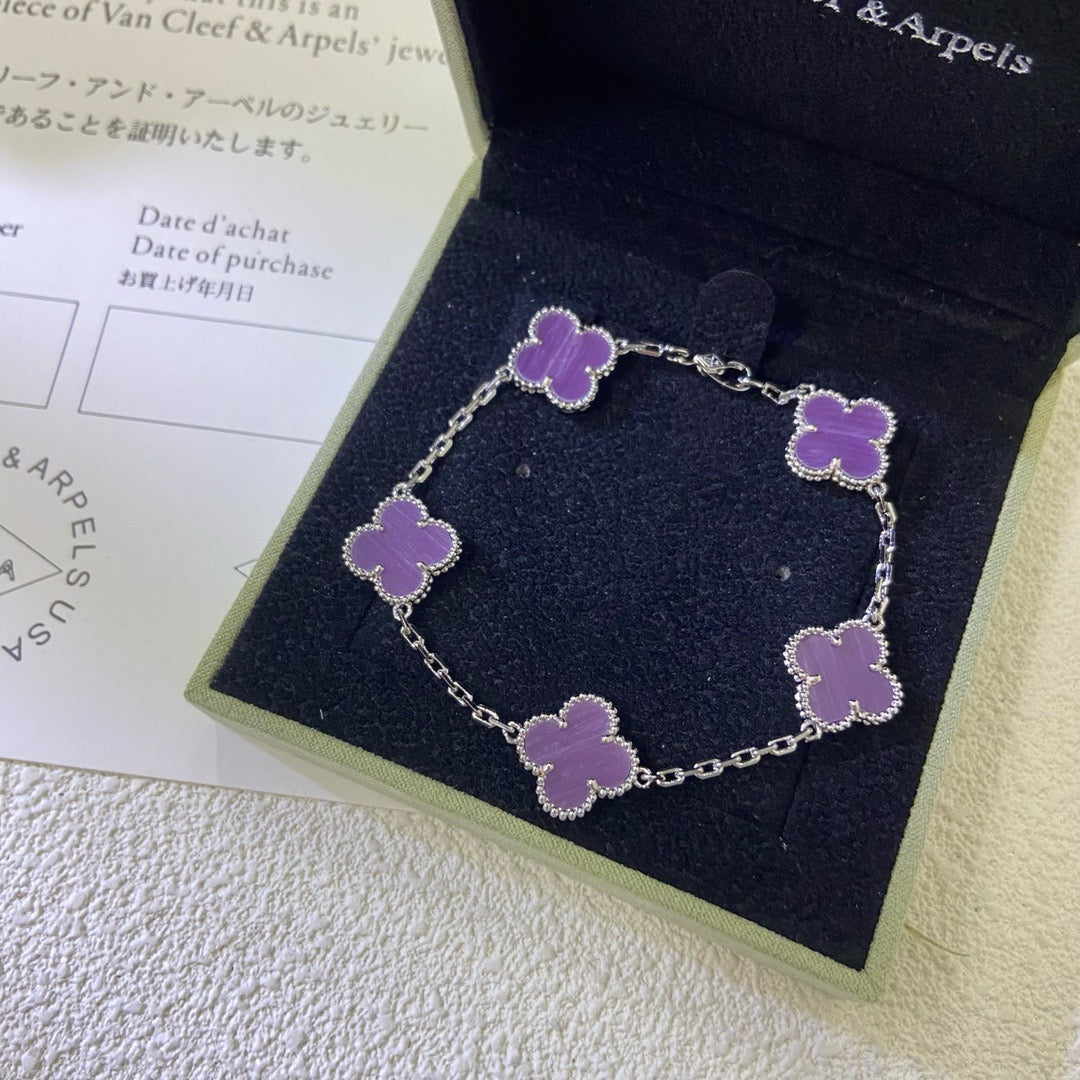 [Perla Lux]CLOVER  5 MOTIFS  PURPLE VIOLET BRACELET