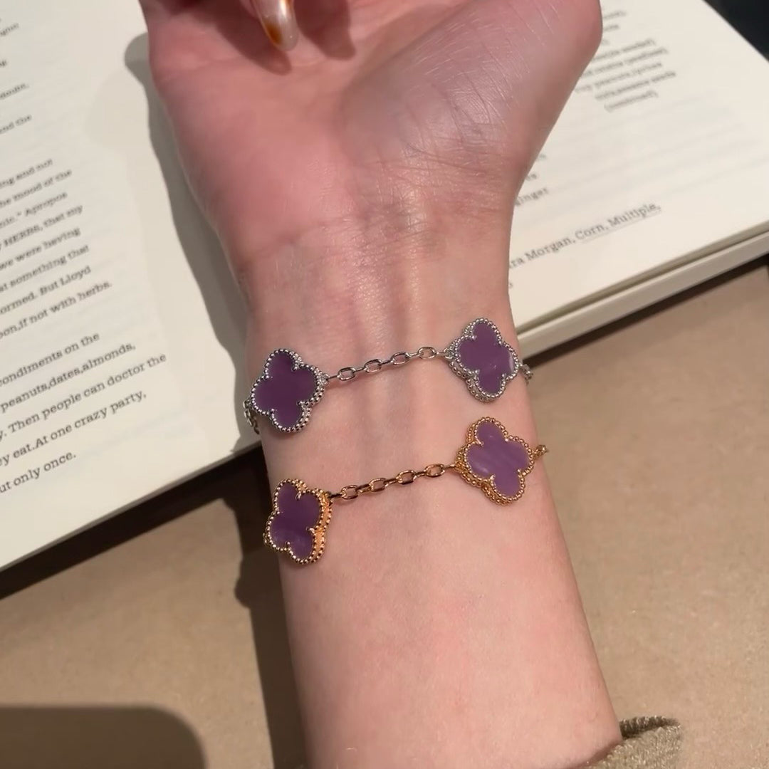 [Perla Lux]CLOVER  5 MOTIFS  PURPLE VIOLET BRACELET