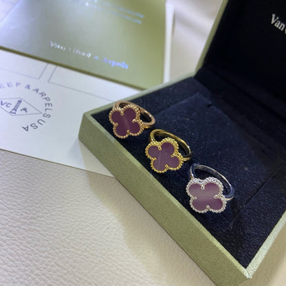 [Perla Lux]CLOVER  PURPLE VIOLET RING
