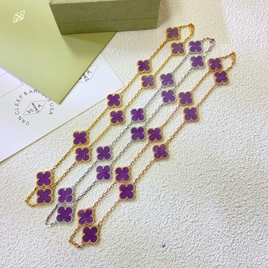 [Perla Lux]CLOVER 10 MOTIFS  PURPLE VIOLET  NECKLACE