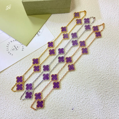 [Perla Lux]CLOVER 10 MOTIFS  PURPLE VIOLET  NECKLACE