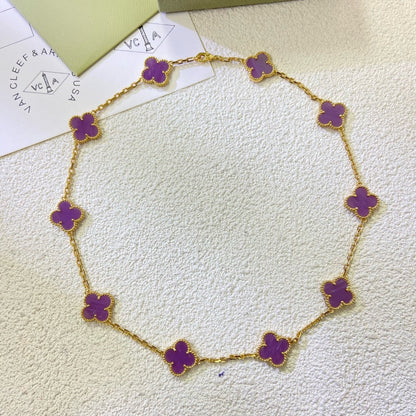 [Perla Lux]CLOVER 10 MOTIFS  PURPLE VIOLET  NECKLACE