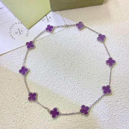 [Perla Lux]CLOVER 10 MOTIFS  PURPLE VIOLET  NECKLACE
