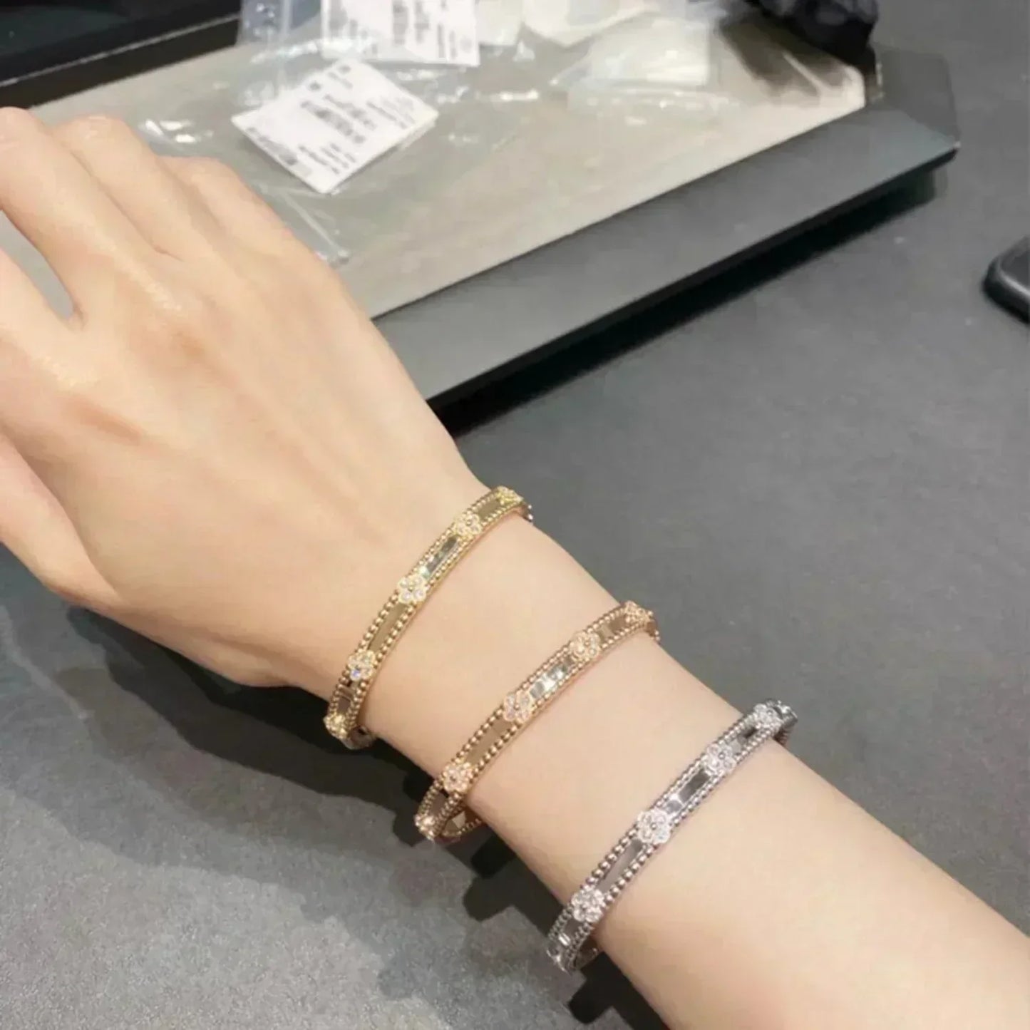 [Perla Lux]CLOVER BRACELET 4MM DIAMONDS