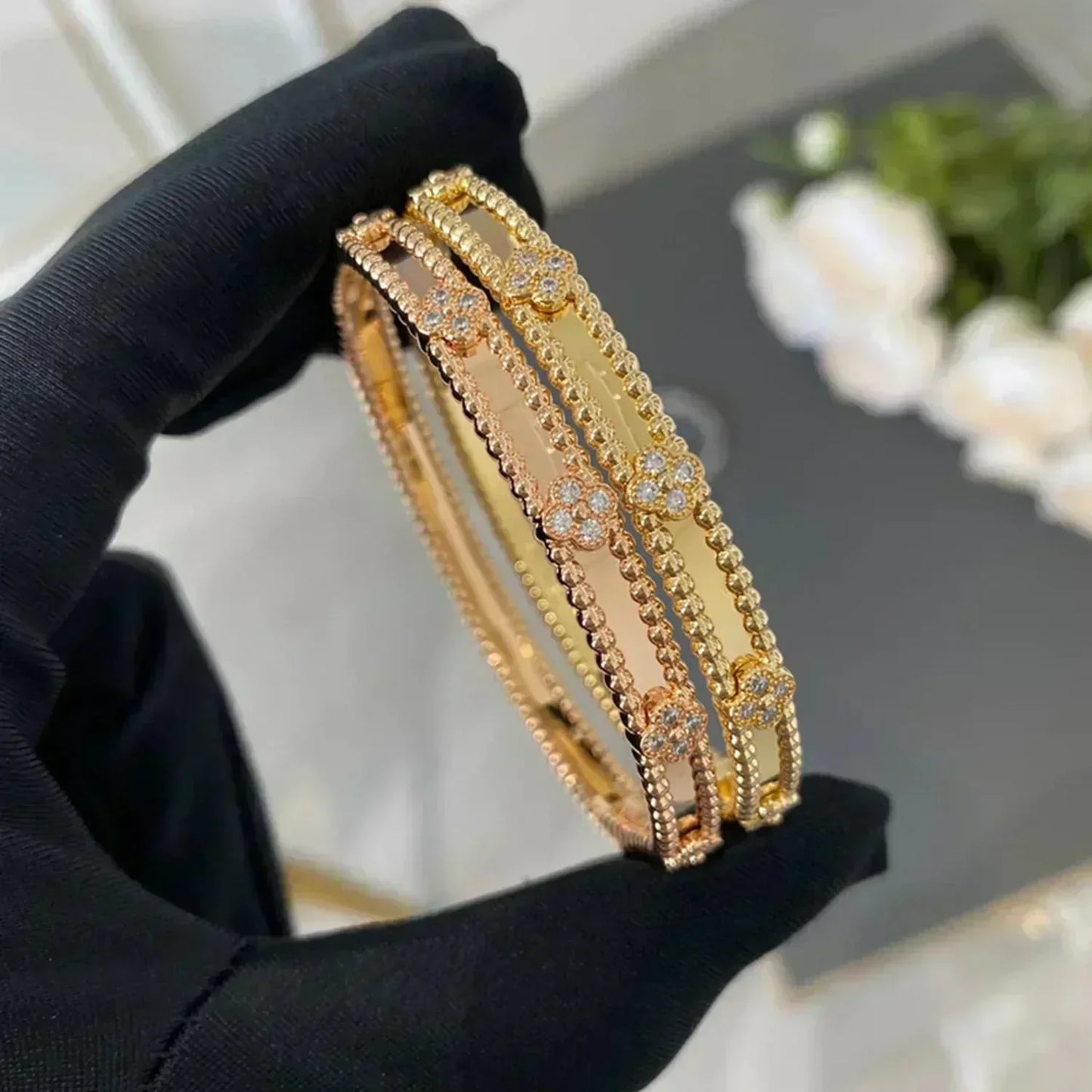 [Perla Lux]CLOVER BRACELET 4MM DIAMONDS