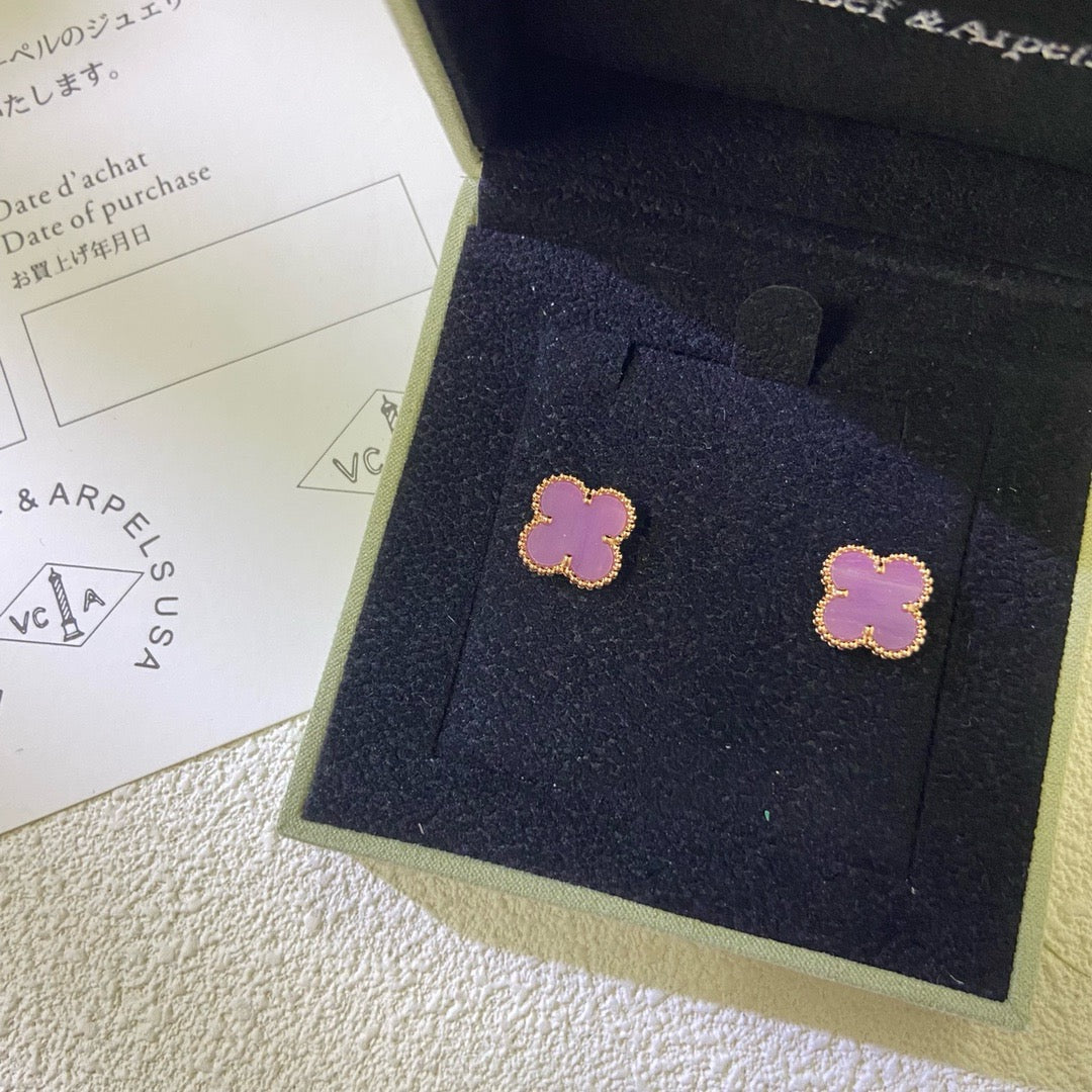 [Perla Lux]CLOVER MINI 9.5MM  PURPLE VIOLET EARRINGS