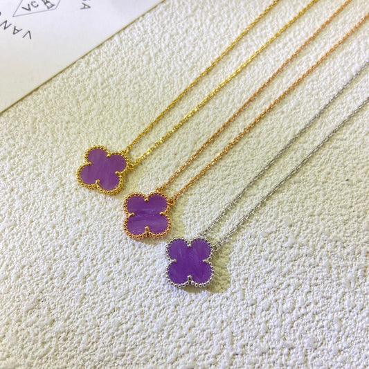[Perla Lux]CLOVER 15MM  PURPLE VIOLET NECKLACE