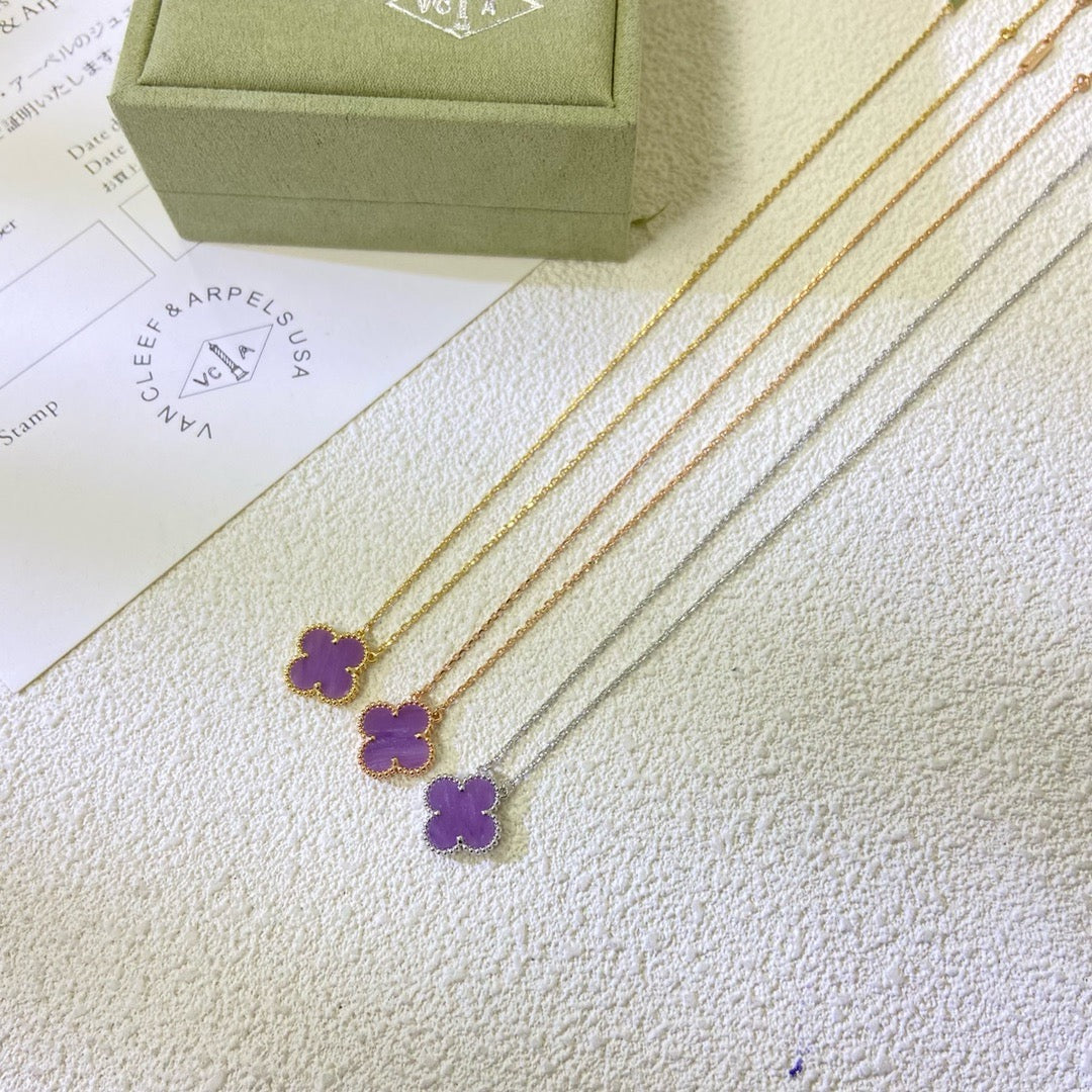 [Perla Lux]CLOVER 15MM  PURPLE VIOLET NECKLACE