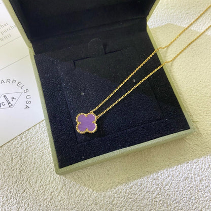 [Perla Lux]CLOVER 15MM  PURPLE VIOLET NECKLACE