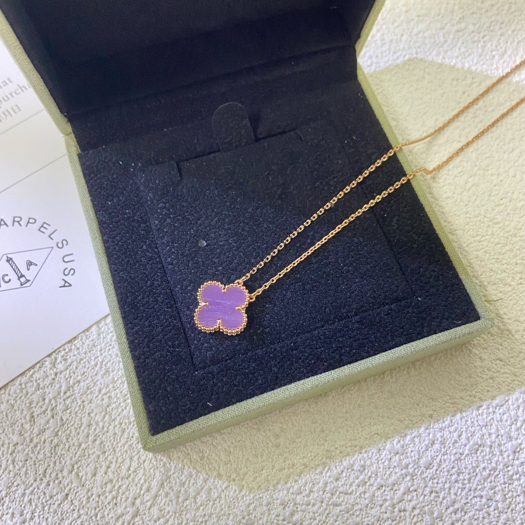 [Perla Lux]CLOVER 15MM  PURPLE VIOLET NECKLACE