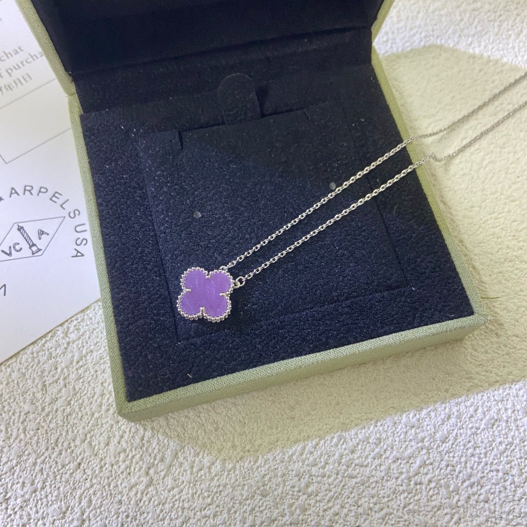 [Perla Lux]CLOVER 15MM  PURPLE VIOLET NECKLACE