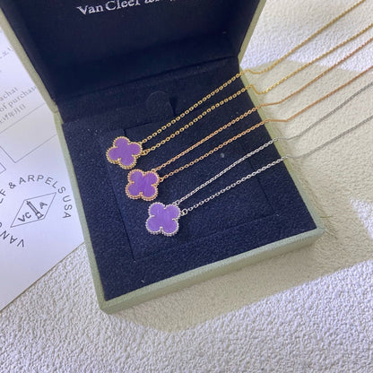 [Perla Lux]CLOVER 15MM  PURPLE VIOLET NECKLACE