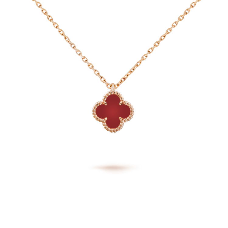 [Perla Lux]CLOVER MINI 9.5MM WHITE CARNELIANS NECKLACE