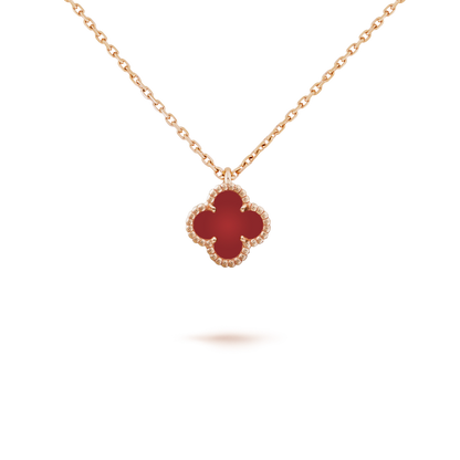 [Perla Lux]CLOVER MINI 9.5MM WHITE CARNELIANS NECKLACE