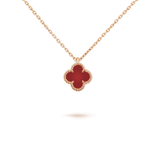[Perla Lux]CLOVER MINI 9.5MM WHITE CARNELIANS NECKLACE