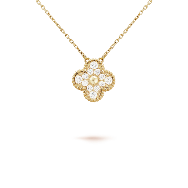 [Perla Lux]CLOVER 15MM DIAMOND SINGLE FLOWER NECKLACE