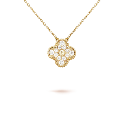 [Perla Lux]CLOVER 15MM DIAMOND SINGLE FLOWER NECKLACE