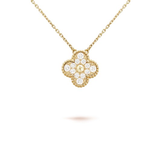 [Perla Lux]CLOVER 15MM DIAMOND SINGLE FLOWER NECKLACE