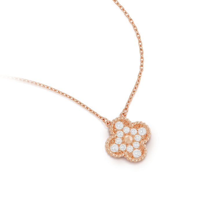[Perla Lux]CLOVER 15MM DIAMOND SINGLE FLOWER NECKLACE