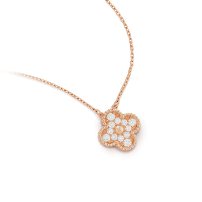 [Perla Lux]CLOVER 15MM DIAMOND SINGLE FLOWER NECKLACE